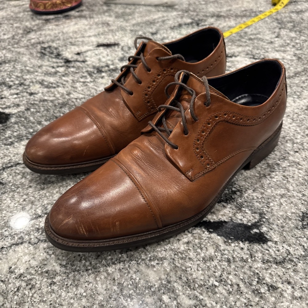 Cole Haan C28882 Brown Leather Cap Toe Dress Shoes‎ Mens Size 10 M #007